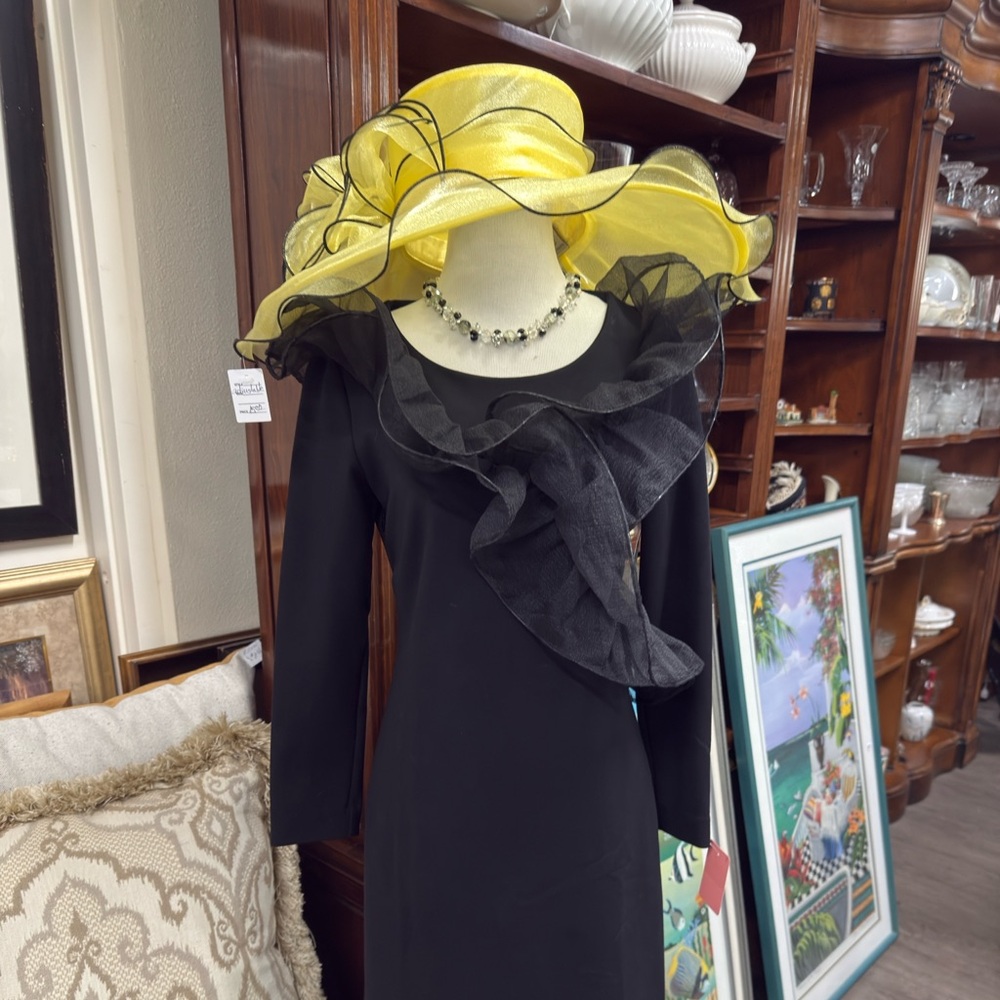 Source Unknown Yellow Sheer Hat With Black Trim - image 5